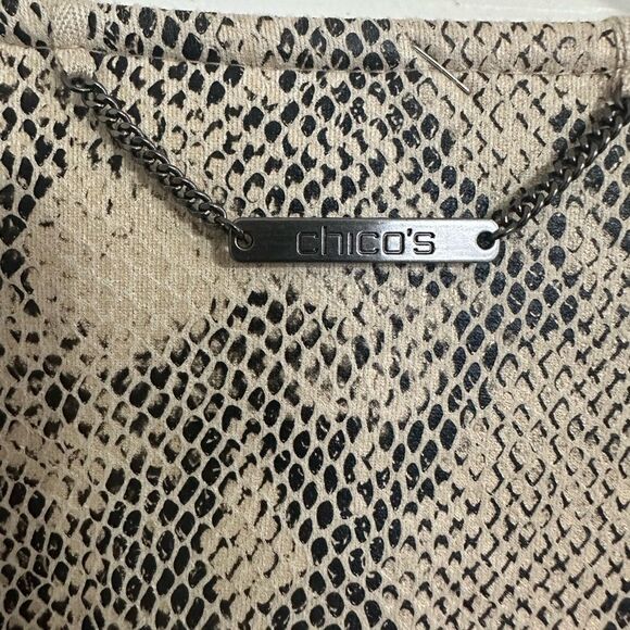 Chico’s Women’s XL Faux Suede Snakeskin l Open Front Jacket Beige Fall - Picture 5 of 11